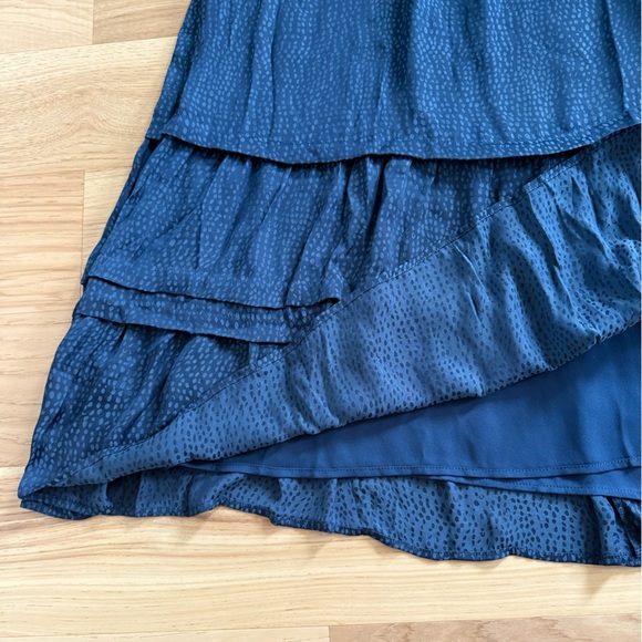 Loft New Blue Spotted Tiered Pocket Midi Dress sleeveless size 14 - Picture 9 of 13